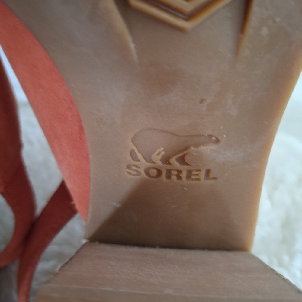 Sorel Nadia Women's Orange Block Heel Mules Size 9.5. - Picture 5 of 5